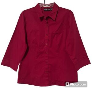 Style&co stretch size 14 women’s 3/4 length sleeve button down top